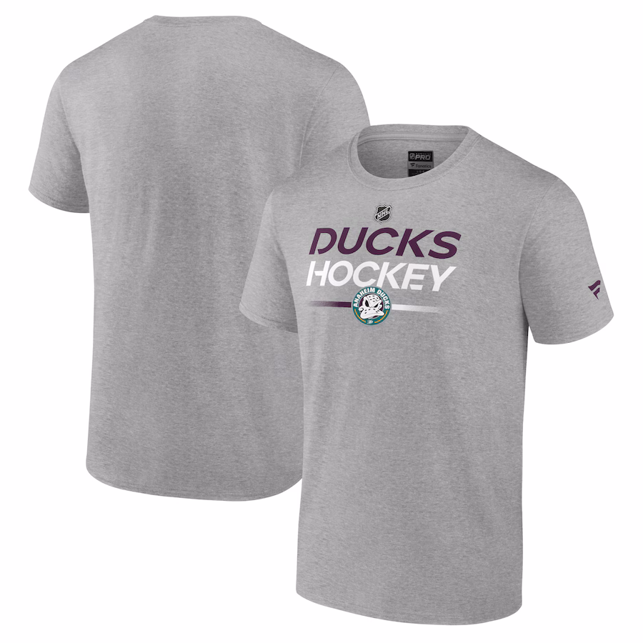 Anaheim Ducks Fanatics Heather Gray Authentic Pro Wordmark Alternate Logo T-Shirt - Jersey