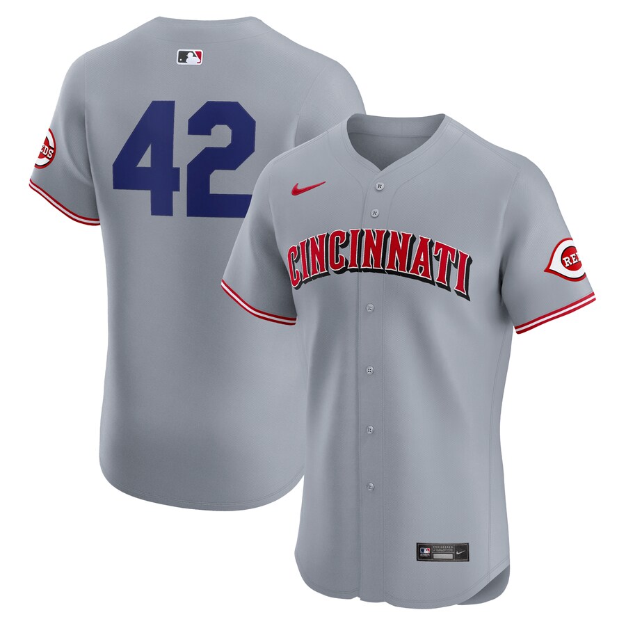 Men's Cincinnati Reds Nike Gray Road 2024 Jackie Robinson Day Elite Jersey - Jersey