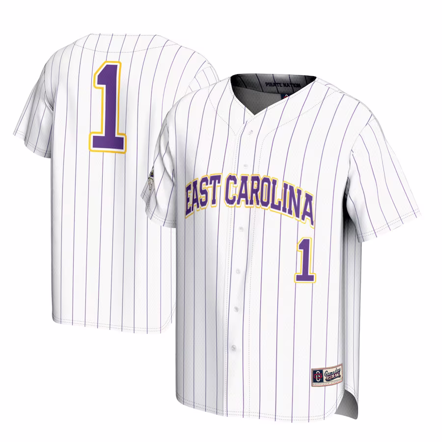 #1 ECU Pirates GameDay Greats Lightweight Baseball Jersey - White - Jersey