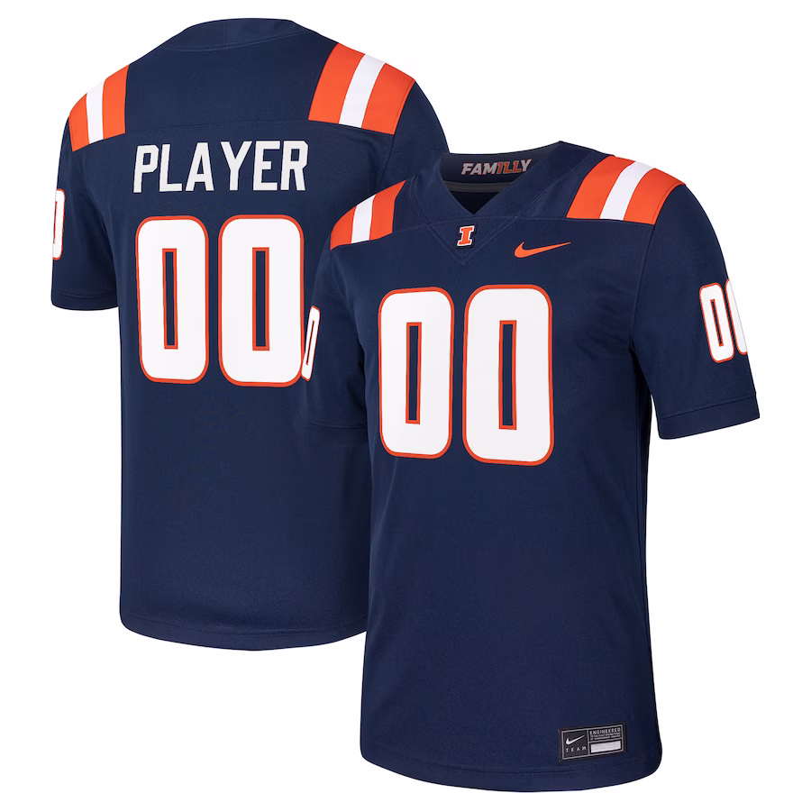 Illinois Fighting Illini Nike Pick-A-Player NIL Football Game Jersey - Navy - Jersey