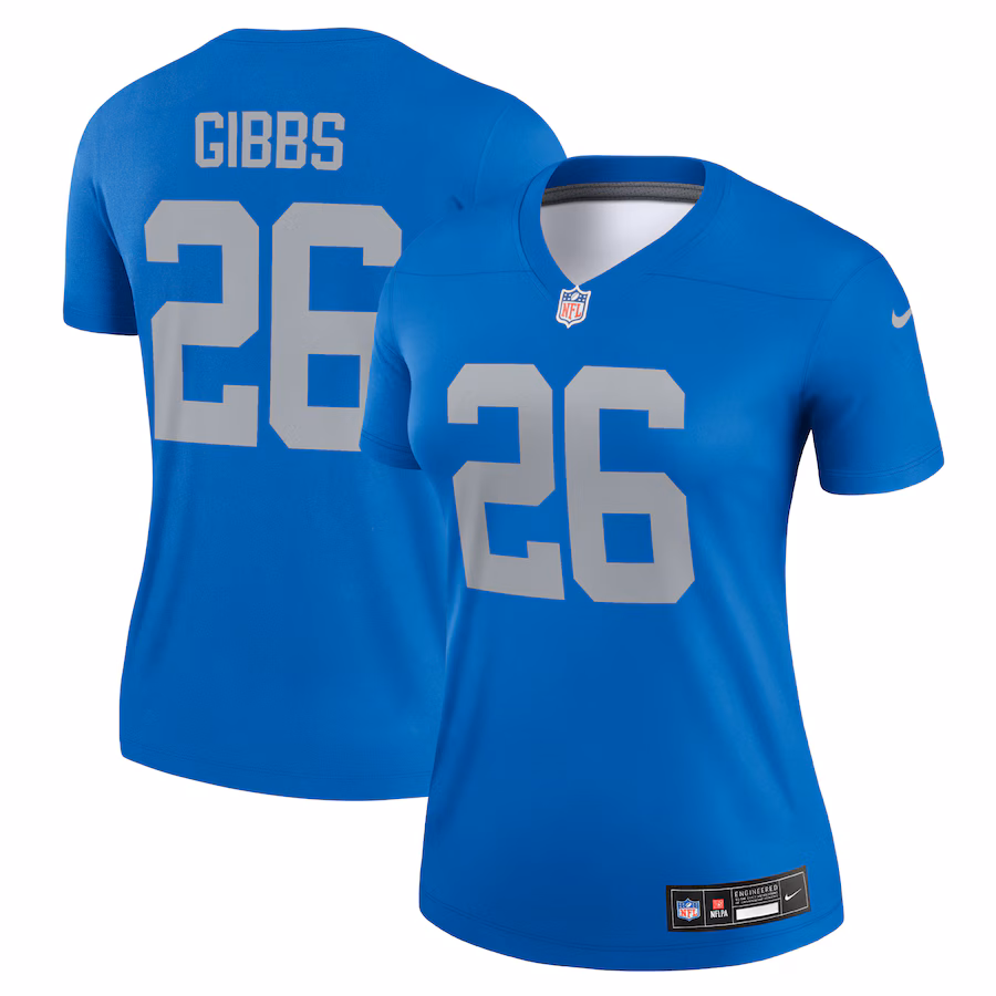 Women's Detroit Lions Jahmyr Gibbs Nike Blue Alternate Legend Player Performance Top - Jersey
