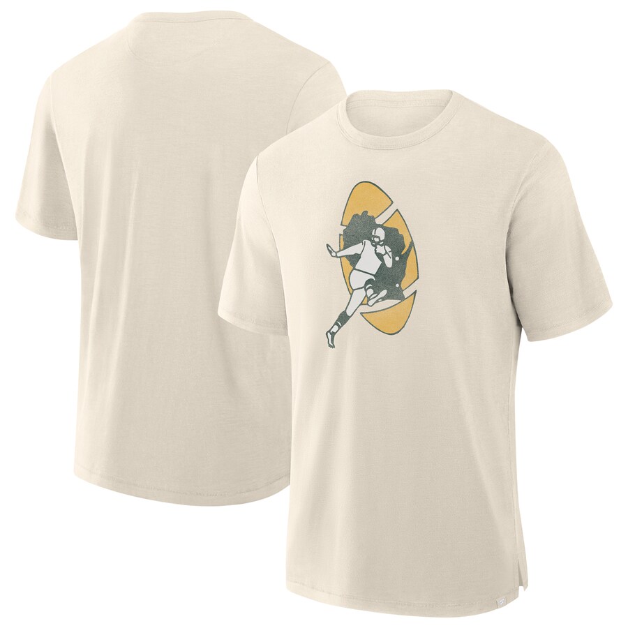 Men's Green Bay Packers  Fanatics Cream Slub T-Shirt - Jersey
