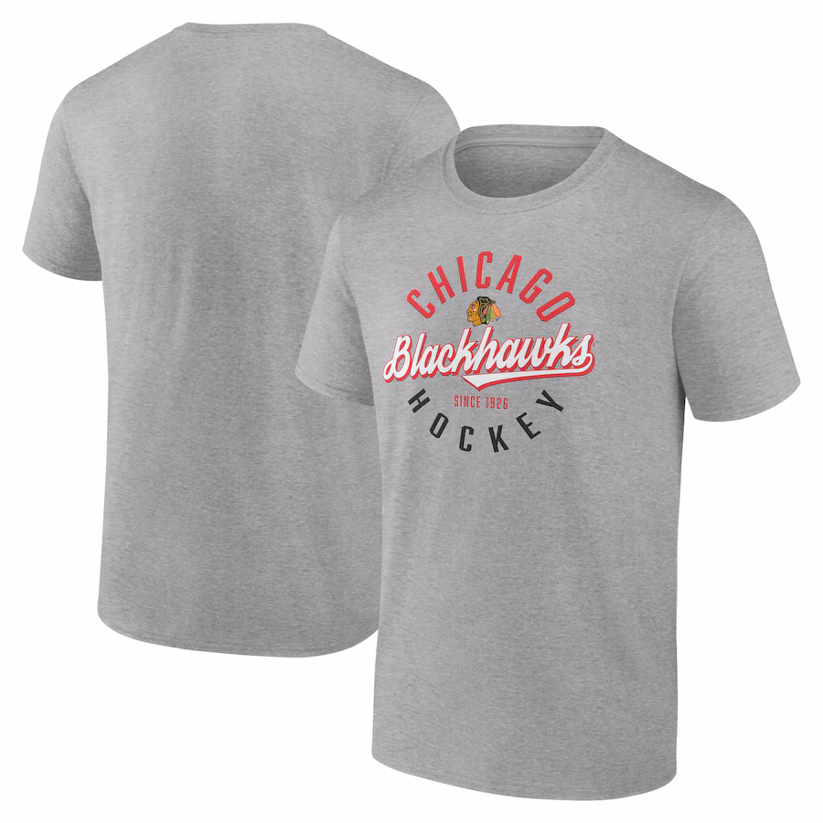 Men's Chicago Blackhawks Fanatics Gray Emblem T-Shirt - Jersey