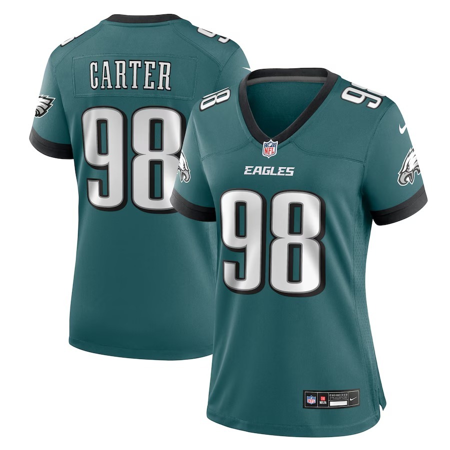 Women's Philadelphia Eagles Jalen Carter Nike Midnight Green Team Game Jersey - Jersey