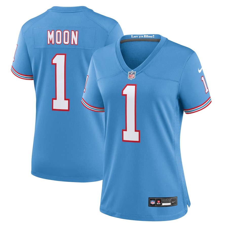 Women's Tennessee Titans Warren Moon Nike Light Blue Oilers Throwback Retired Player Game Jersey - Jersey