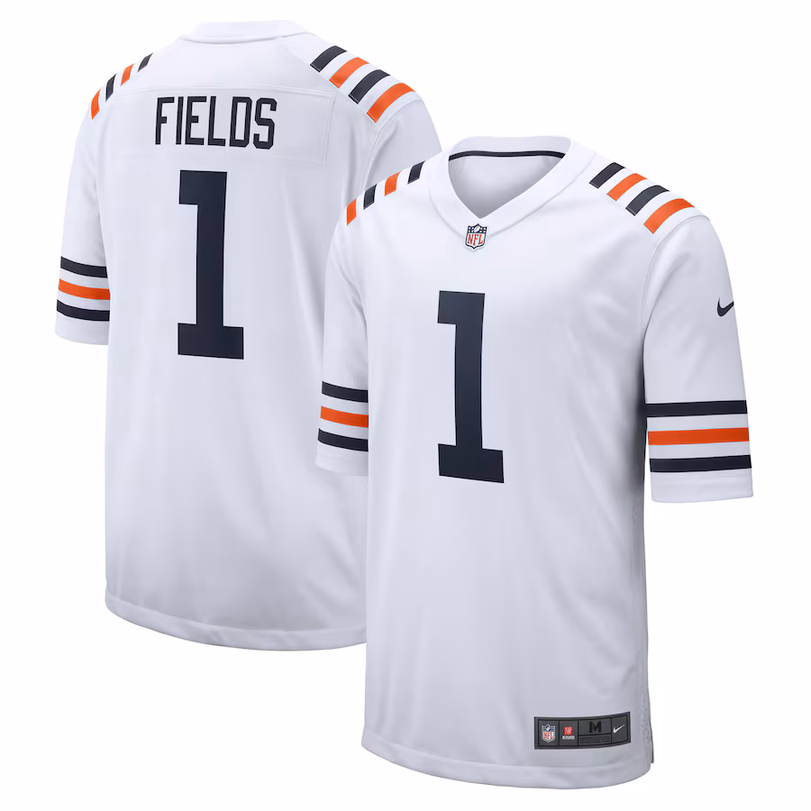Men's Chicago Bears Justin Fields Nike White 2021 NFL Draft First Round Pick Alternate Classic Game Jersey - Jersey