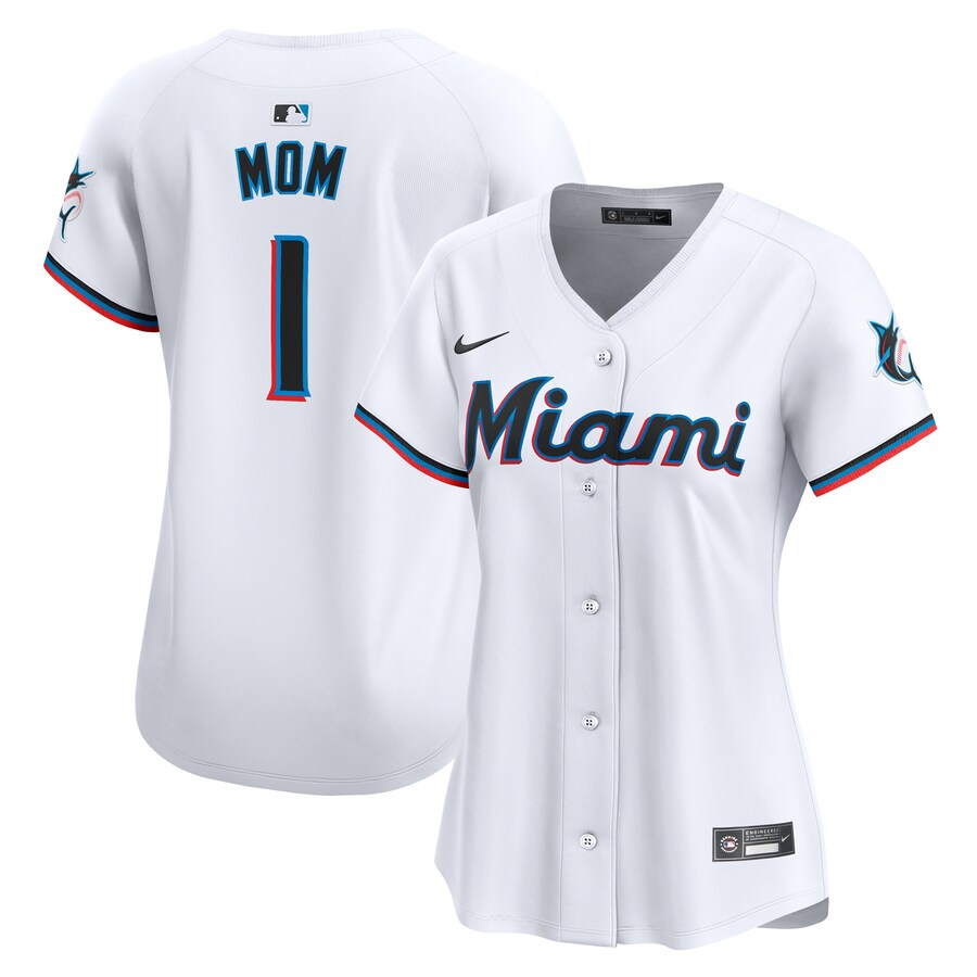 Women's Miami Marlins Nike White #1 Mom Home Limited Jersey - Jersey