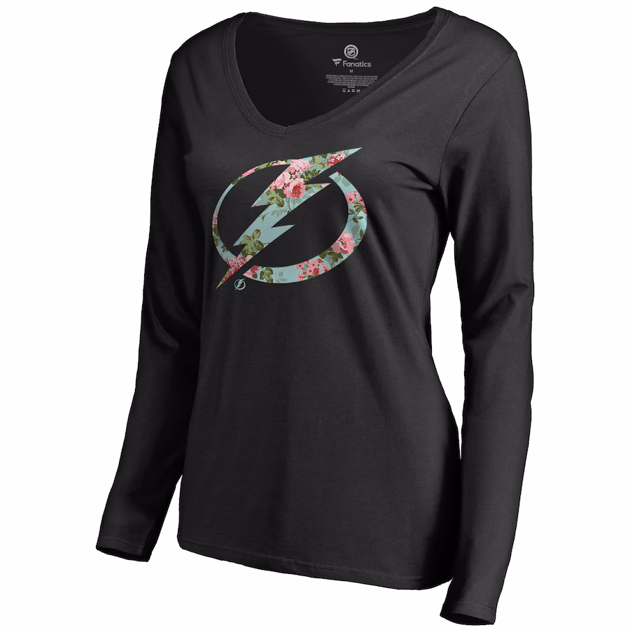 Women's Tampa Bay Lightning Black Lovely Long Sleeve V-Neck T-Shirt - Jersey