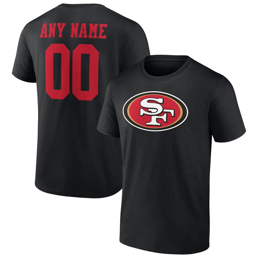 Men's San Francisco 49ers Black Team Authentic Logo Personalized Name & Number T-Shirt - Jersey