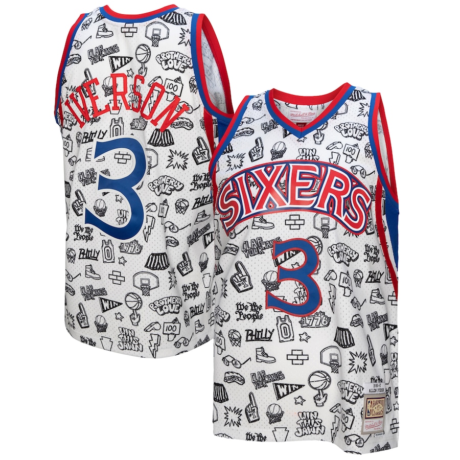 Men's Philadelphia 76ers Allen Iverson Mitchell & Ness White 1996/97 Swingman Jersey - Jersey