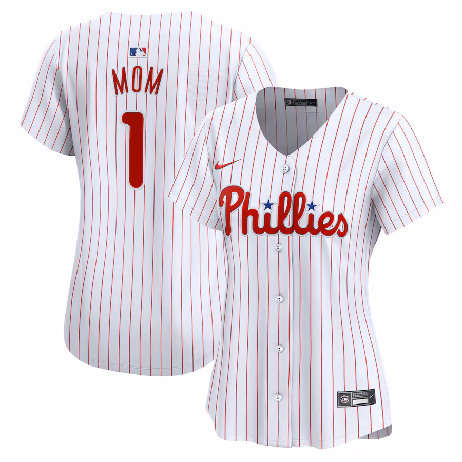 Women's Philadelphia Phillies Nike White #1 Mom Home Limited Jersey - Jersey