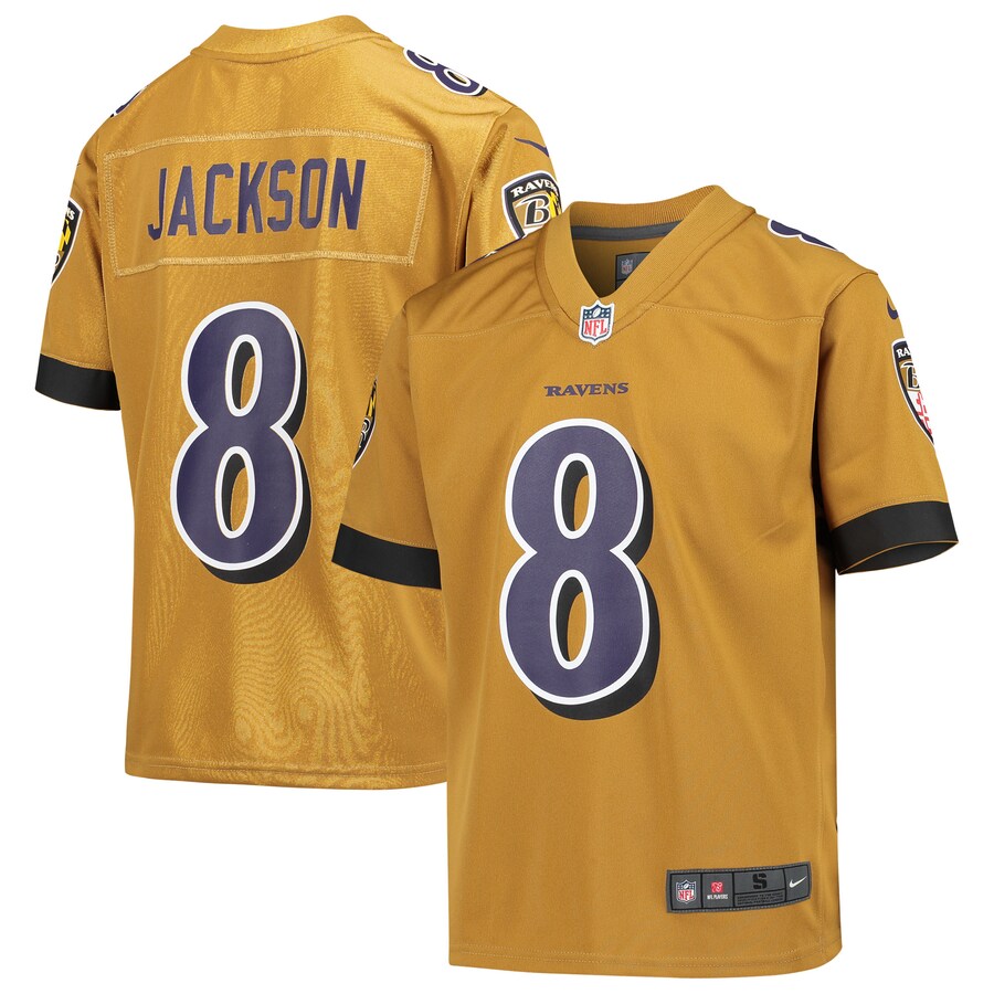 Youth Baltimore Ravens Lamar Jackson Nike Gold Inverted Game Jersey - Jersey