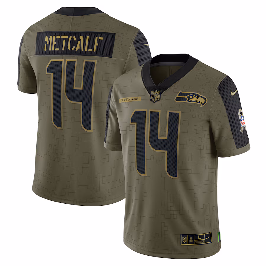 Men's Seattle Seahawks DK Metcalf Nike Olive Salute To Service Limited Player Jersey - Jersey