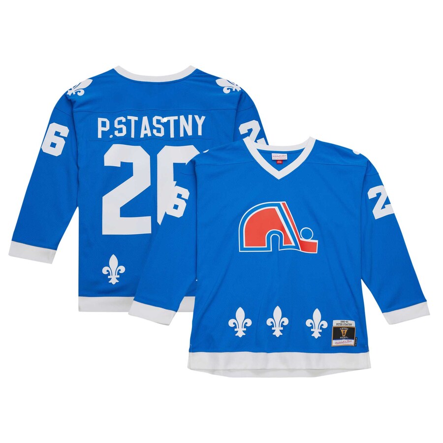 Men's Quebec Nordiques Peter Stastny Mitchell & Ness Blue 1980 Blue Line Player Jersey - Jersey
