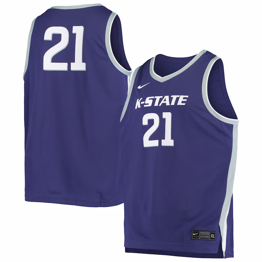 Men's Nike #21 Purple Kansas State Wildcats Replica Basketball Jersey - Jersey