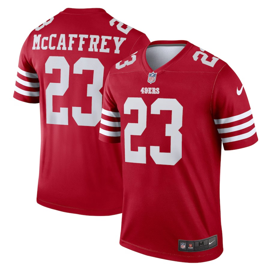 Men's San Francisco 49ers Christian McCaffrey Nike Scarlet Legend Player Performance Top - Jersey