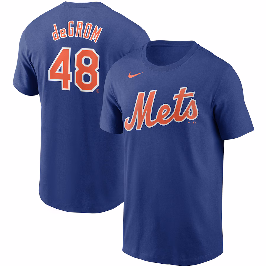 Men's New York Mets Jacob deGrom Nike Royal Name & Number T-Shirt - Jersey