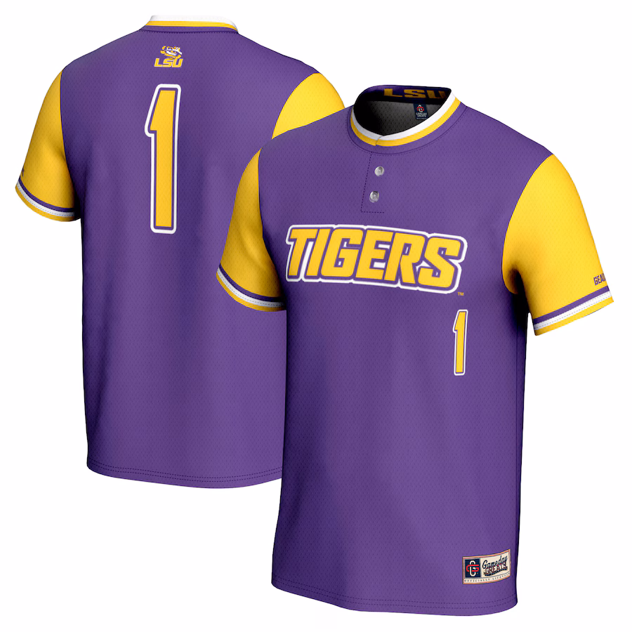 #1 LSU Tigers GameDay Greats Unisex Lightweight Softball Jersey - Purple - Jersey