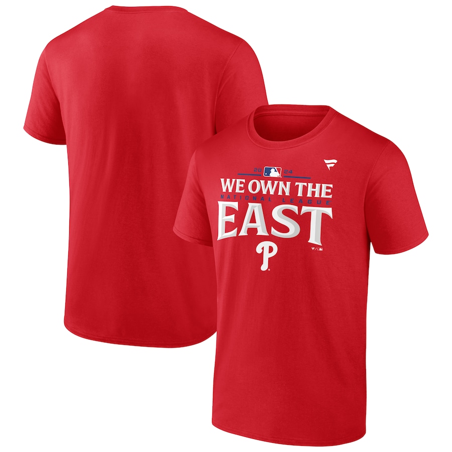 Men's Philadelphia Phillies Fanatics Red 2024 NL East Division Champions Locker Room T-Shirt - Jersey