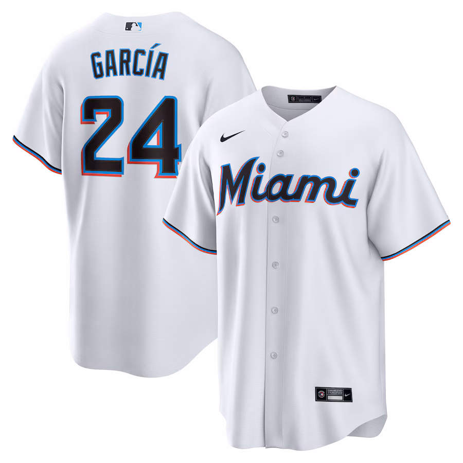Men's Miami Marlins Avisaíl García Nike White Home  Replica Player Jersey - Jersey