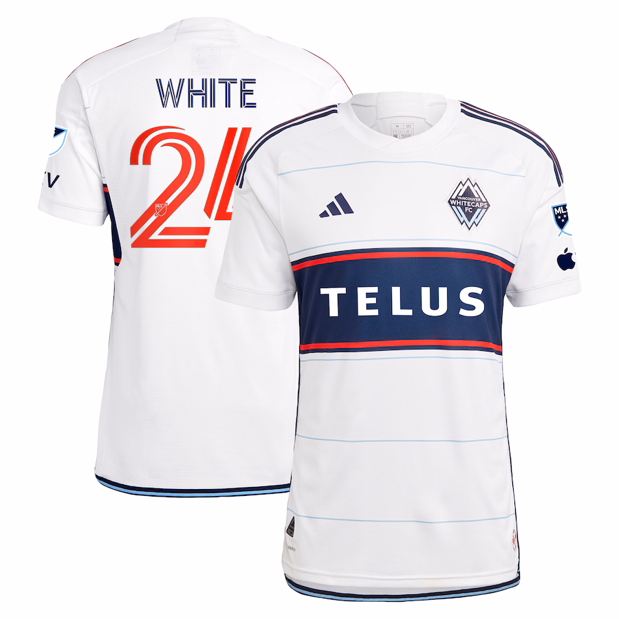 Men's Vancouver Whitecaps FC Brian White adidas White 2024 Bloodlines Authentic Player Jersey - Jersey