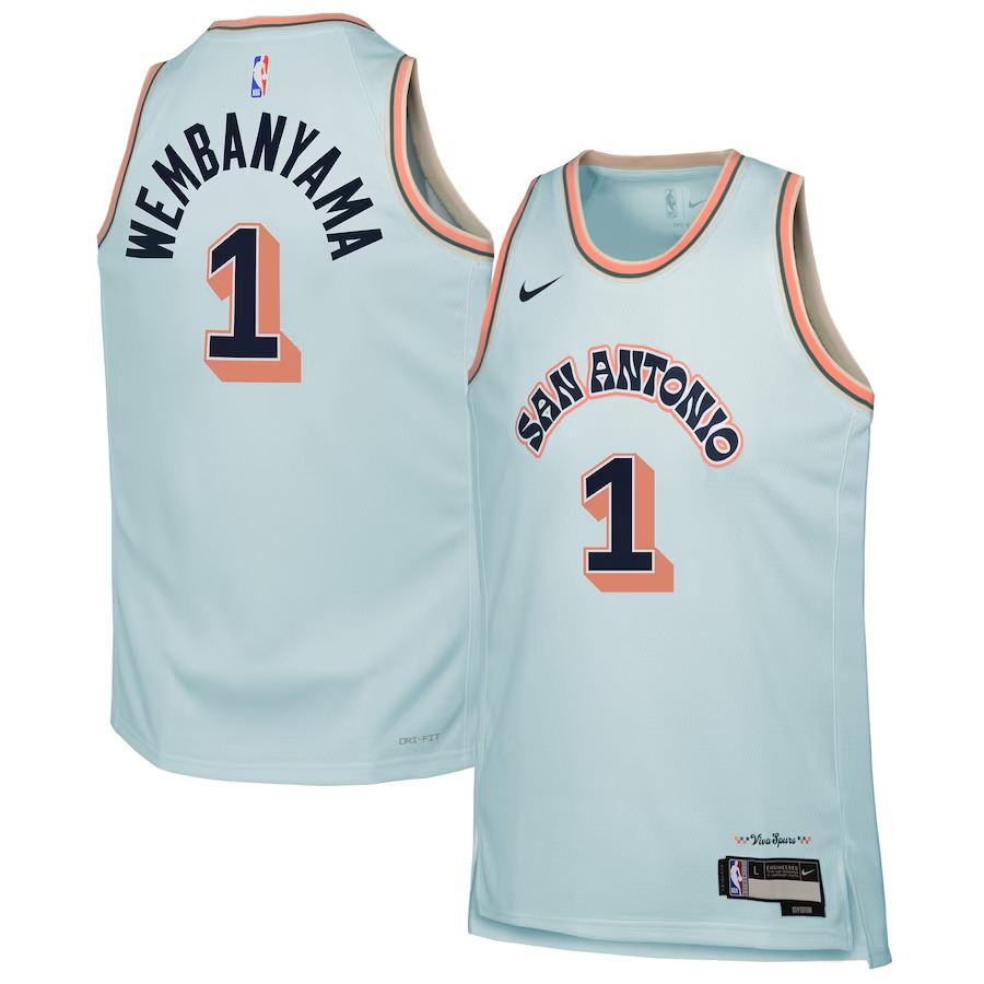 Youth San Antonio Spurs Victor Wembanyama Nike Light Blue 2024/25 Swingman Player Jersey - City Edition - Jersey
