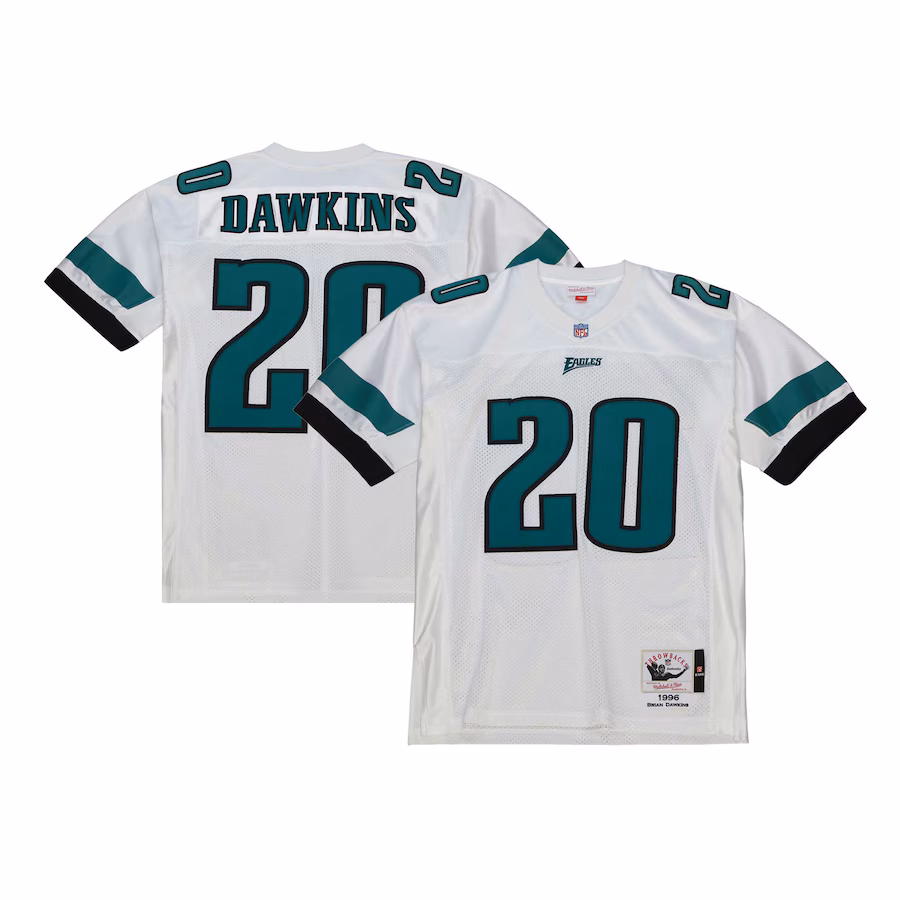 Men's Philadelphia Eagles 1996 Brian Dawkins Mitchell & Ness White Authentic Throwback Retired Player Jersey - Jersey