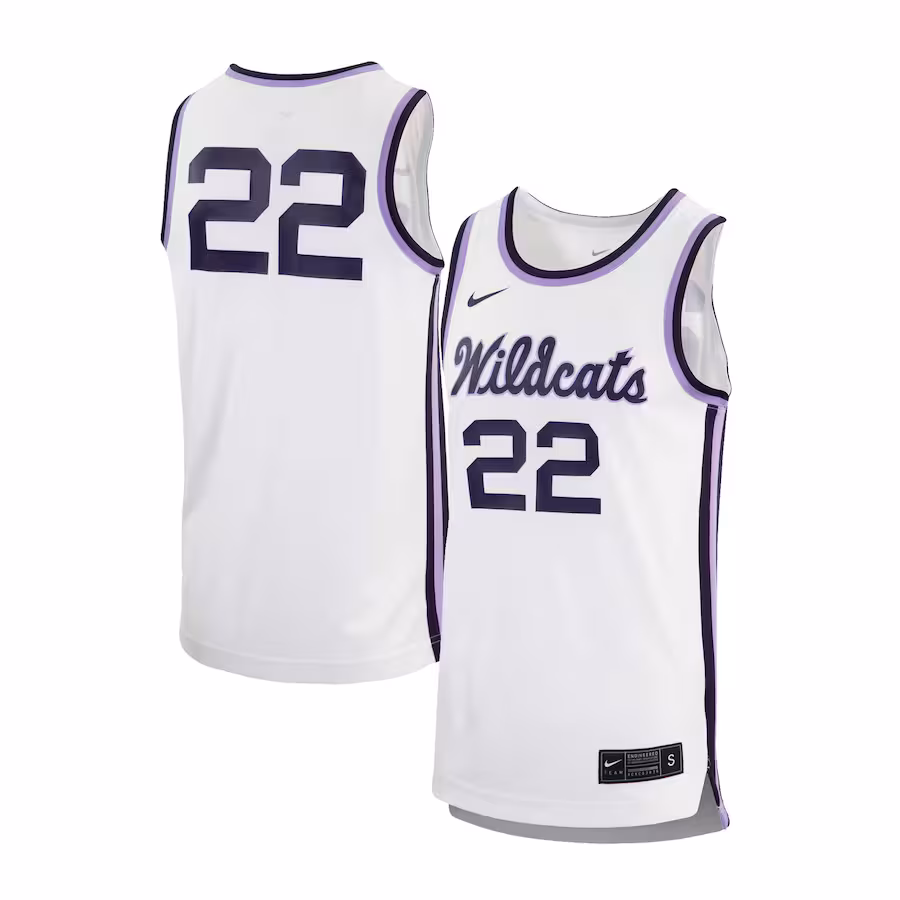 #22 Kansas State Wildcats Nike Replica Basketball Jersey - White - Jersey