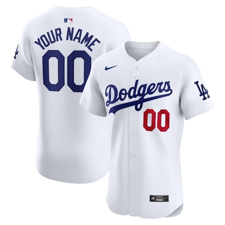 Men's Los Angeles Dodgers Nike White Home Elite Custom Jersey - Jersey