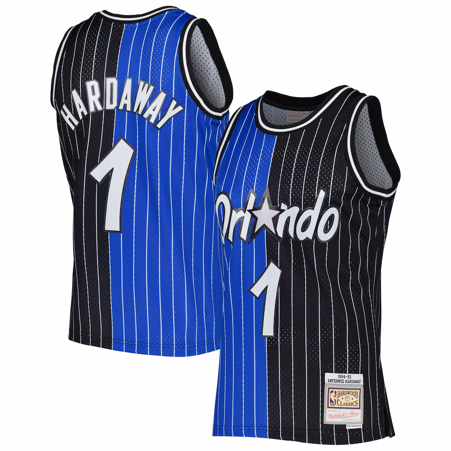 Men's Orlando Magic Penny Hardaway Mitchell & Ness Blue/Black Hardwood Classics 1994/95 Split Swingman Jersey - Jersey