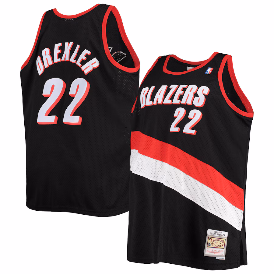 Men's Portland Trail Blazers Clyde Drexler Mitchell & Ness Black 1991/92 Big & Tall Hardwood Classics Swingman Jersey - Jersey