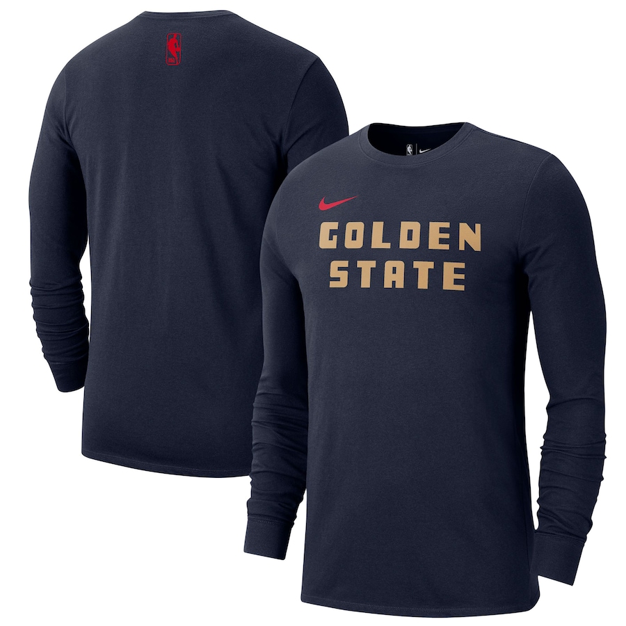 Men's Golden State Warriors Nike Navy 2024/25 City Edition Essential Logo Long Sleeve T-Shirt - Jersey