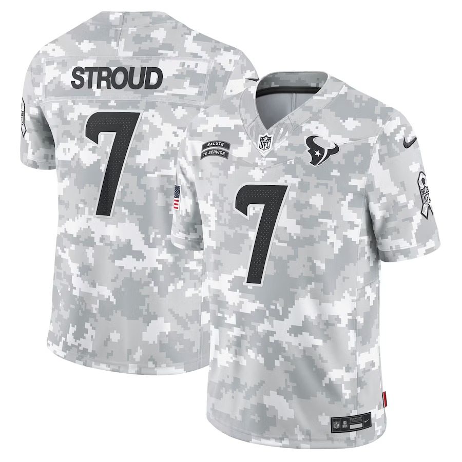 Men's Houston Texans C.J. Stroud Nike Arctic Camo 2024 Salute to Service Limited Jersey - Jersey