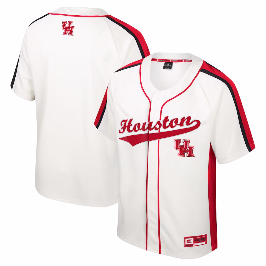 Houston Cougars Colosseum Ruth Button-Up Baseball Jersey - Cream - Jersey