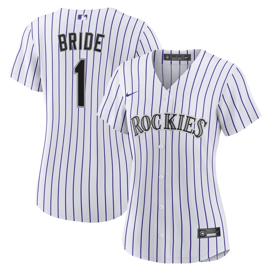 Women's Colorado Rockies Nike White #1 Bride Home Replica Jersey - Jersey