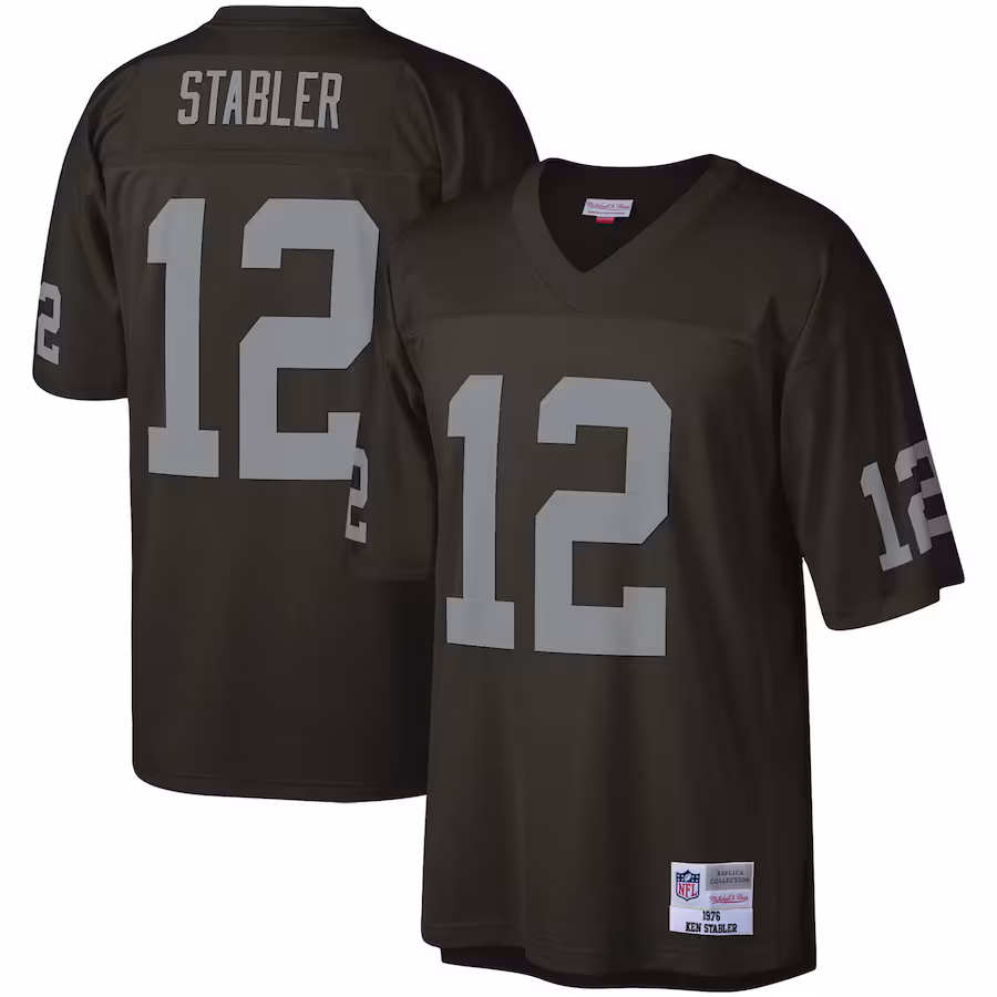 Men's Las Vegas Raiders Ken Stabler Mitchell & Ness Black Legacy Replica Jersey - Jersey