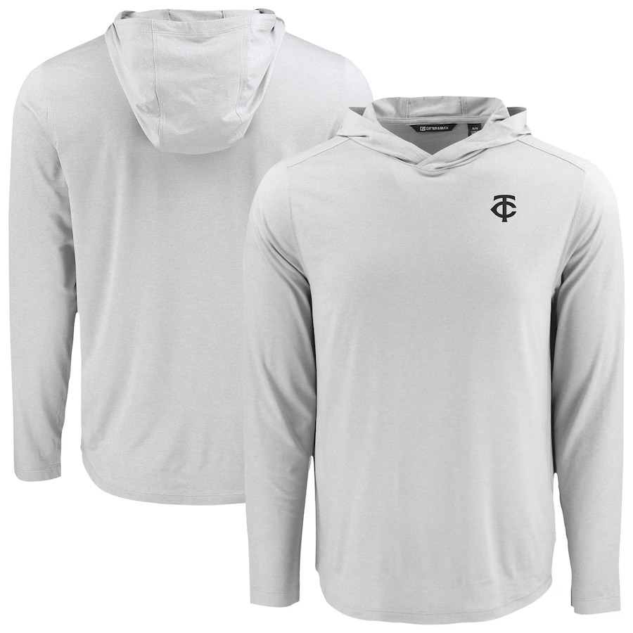 Men's Minnesota Twins Cutter & Buck Gray Coastline Epic Comfort Eco Recycled Hoodie T-Shirt - Jersey