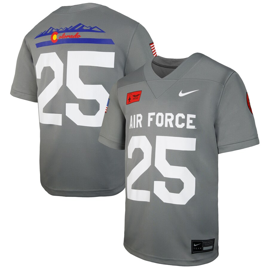 Youth Nike #25 Gray Air Force Falcons APLS Fighting Falcon Collection Football Game Jersey - Jersey