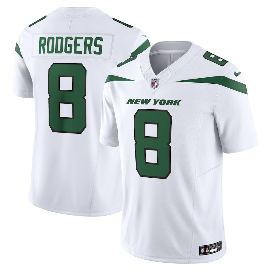 Men's New York Jets Aaron Rodgers Nike Spotlight White Vapor F.U.S.E. Limited Jersey - Jersey
