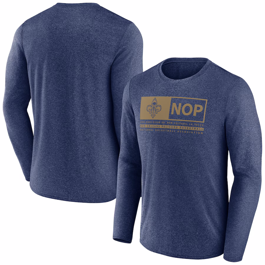 Men's New Orleans Pelicans Fanatics Heather Navy Three-Point Play T-Shirt - Jersey