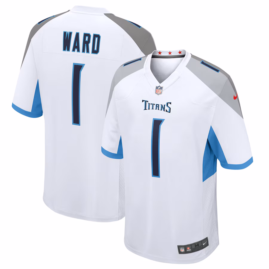 Men's Tennessee Titans Cameron Ward Nike White 2025 NFL Draft First Round Pick  Game Jersey - Jersey