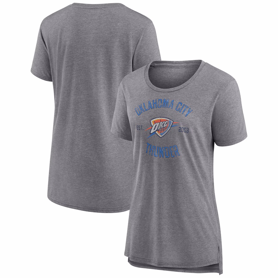 Women's Oklahoma City Thunder Heather Gray Heritage Tri-Blend T-Shirt - Jersey