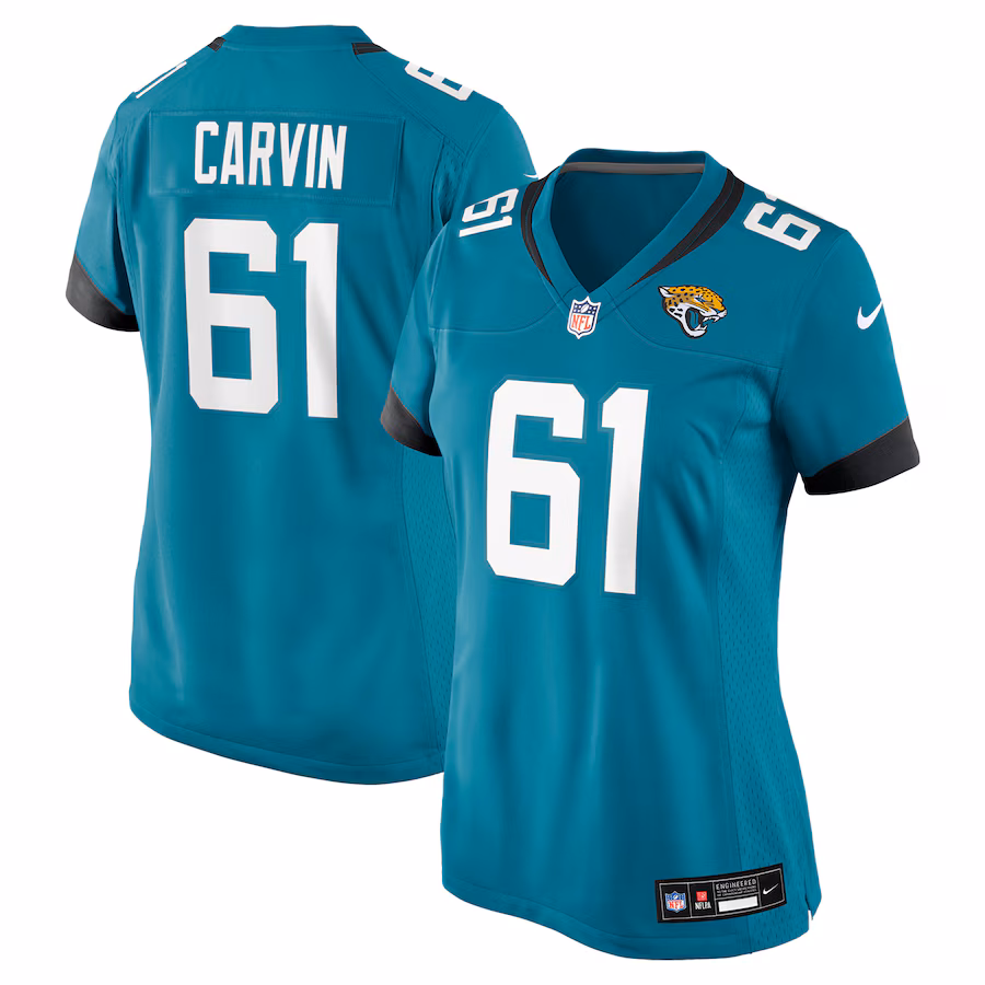 Women's Jacksonville Jaguars Jerome Carvin Nike Teal Team Game Jersey - Jersey