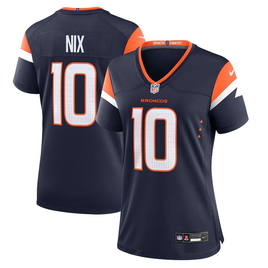 Women's Denver Broncos Bo Nix Nike  Navy Alternate Game Jersey - Jersey