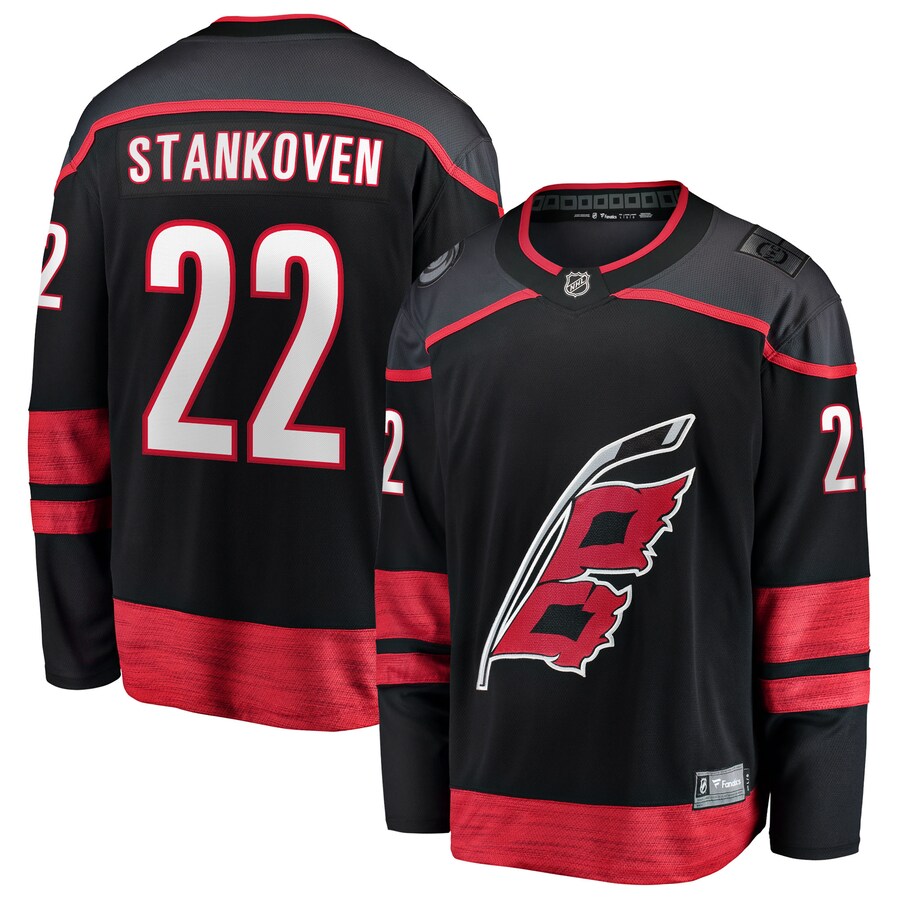 Men's Carolina Hurricanes Logan Stankoven Fanatics Black Home Breakaway Jersey - Jersey