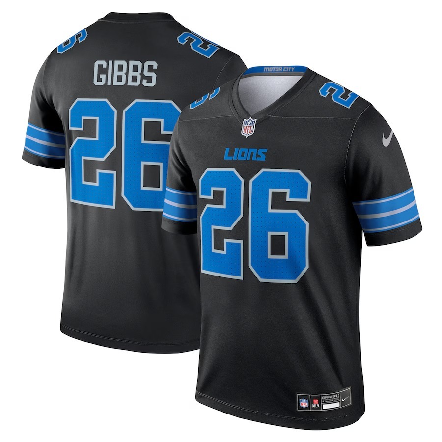 Men's Detroit Lions Jahmyr Gibbs Nike Black Legend Jersey - Jersey