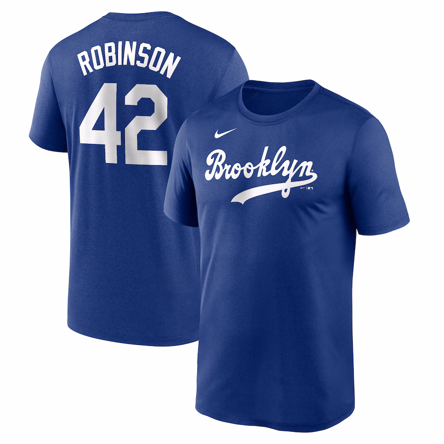 Men's Brooklyn Dodgers Jackie Robinson Nike Royal Legend Name and Number Home T-Shirt - Jersey