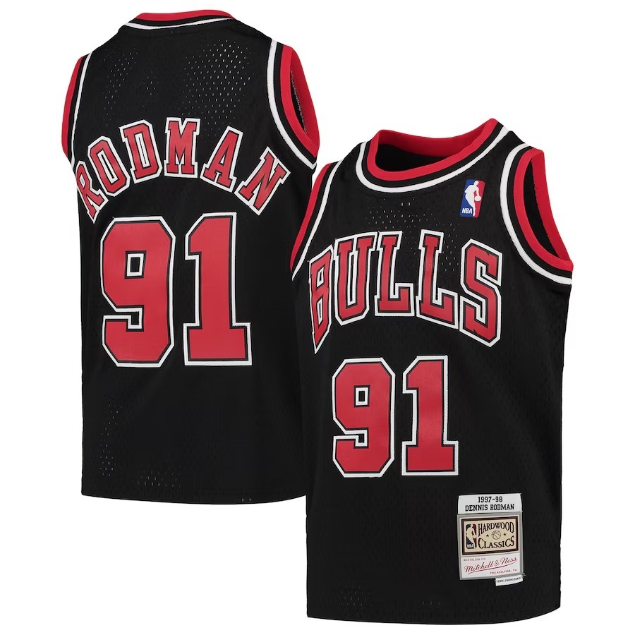 Youth Chicago Bulls Dennis Rodman Mitchell & Ness Black 1997-98 Hardwood Classics Swingman Jersey - Jersey