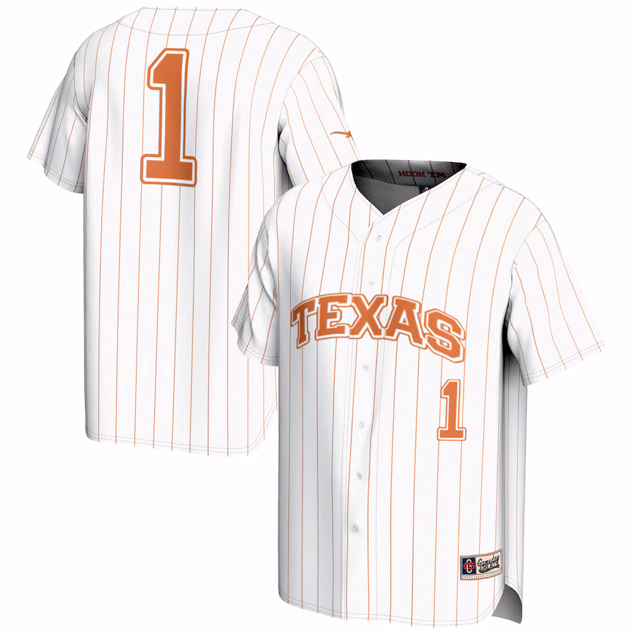Men's GameDay Greats #1 White Texas Longhorns Lightweight Baseball Jersey - Jersey