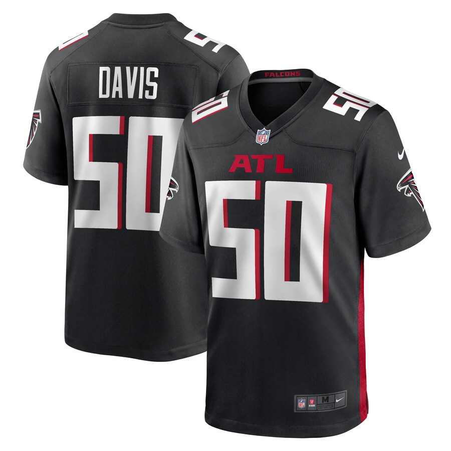 Men's Atlanta Falcons Tae Davis Nike  Black Team Game Jersey - Jersey
